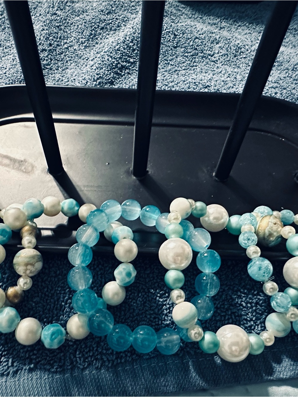 Costal-Inspired Glass Turquoise Beaded Stacked Bracelets - Picture 6 of 7